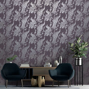 DUTCH WALLCOVERINGS DUTCH WALLCOVERINGS Behang Peacock paars en zilverkleurig - afbeelding 3