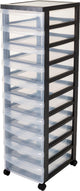 Iris design chest ladesysteem - 10 lades á 7,5l - wieltjes - zwart transparant