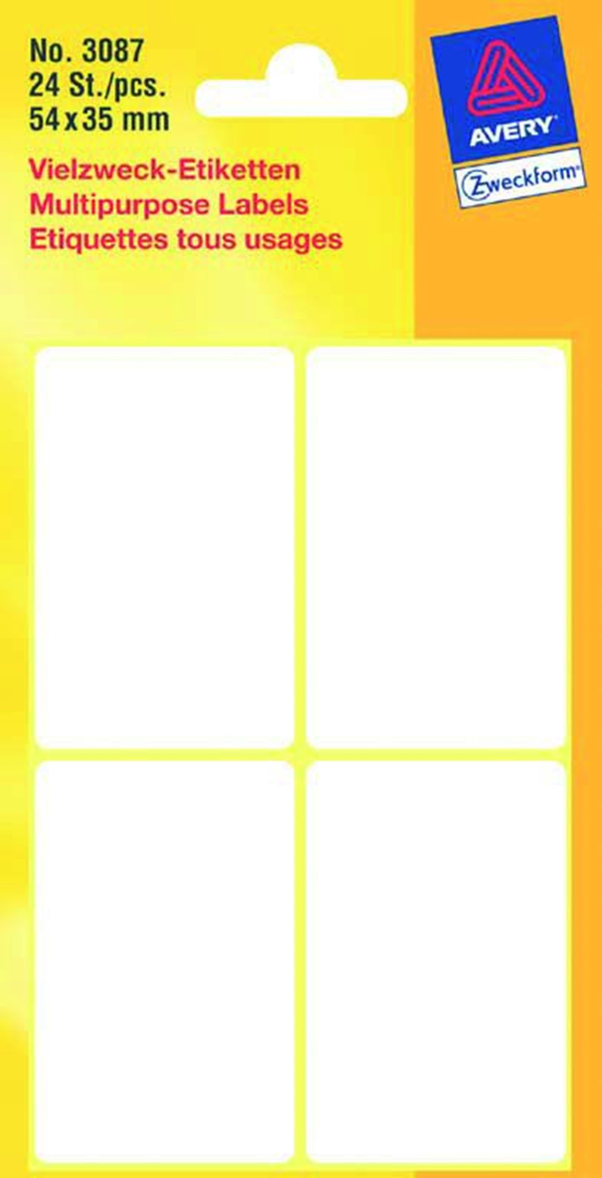 Kangaro etiket zweckform 54x35mm wit blister a 24 etiketjes. bundel a 10 pakjes