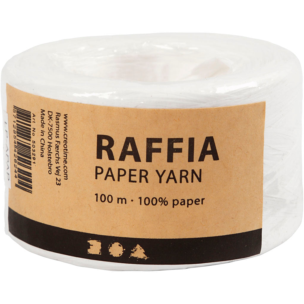 Creativ company papier raffia garen wit, 100m
