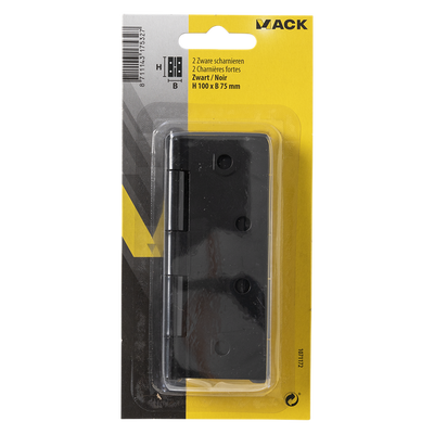 Mack 1071172 - 2 zware scharnieren zwart h 100 x b 75 mm | 5 stuks