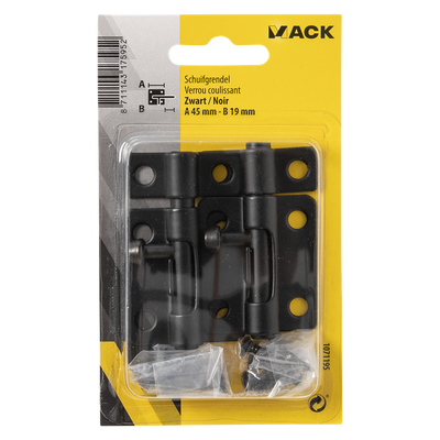 Mack 1071195 - 2 grendels zwart a 45 mm b 19 mm | 6 stuks