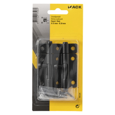 Mack 1071196 - 2 grendels zwart a 55 mm b 20 mm | 6 stuks