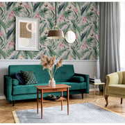 DUTCH WALLCOVERINGS DUTCH WALLCOVERINGS Behang Lush Tropical roze en blauw - afbeelding 1