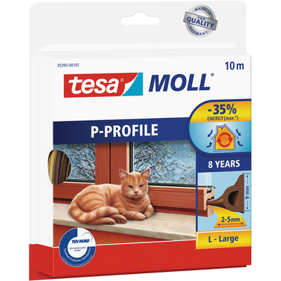 Tesa 1076419 - moll p-profiel l 10m bruin9x5,5mm afdichtingstape | 2 stuks