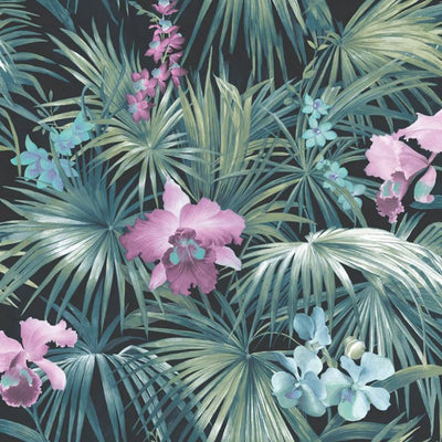 Noordwand behang tropical flowers groen