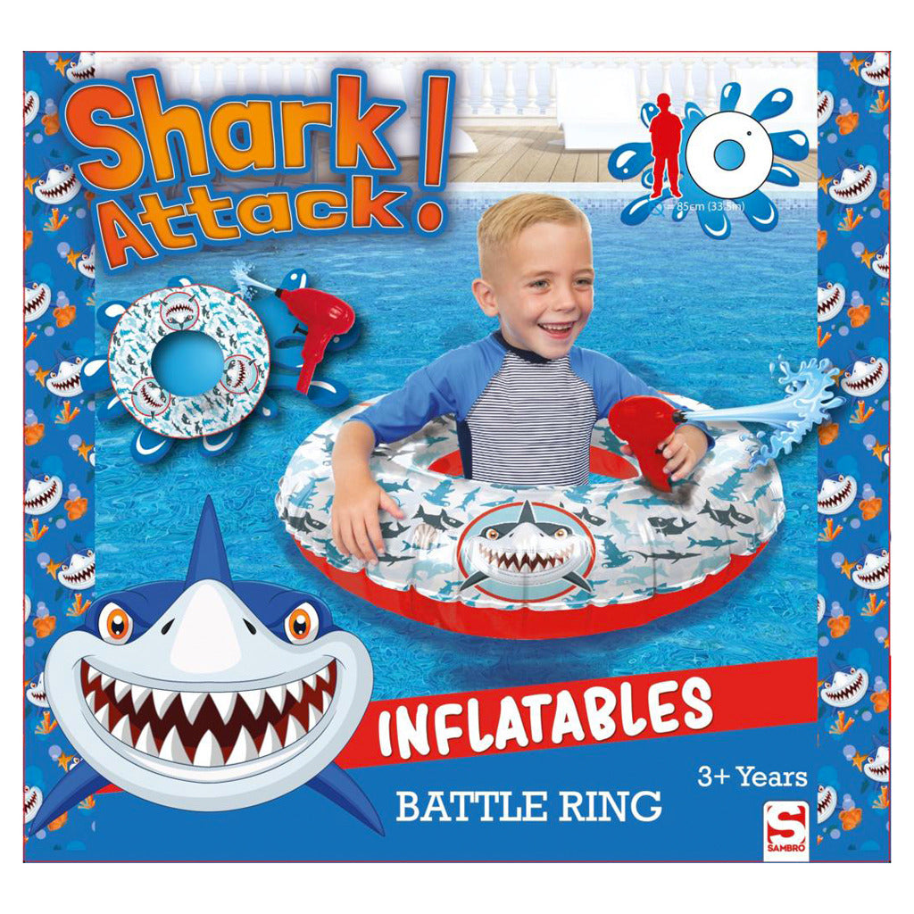 Jonotoys shark attack battle ring zwemband met waterpistool 85 cm