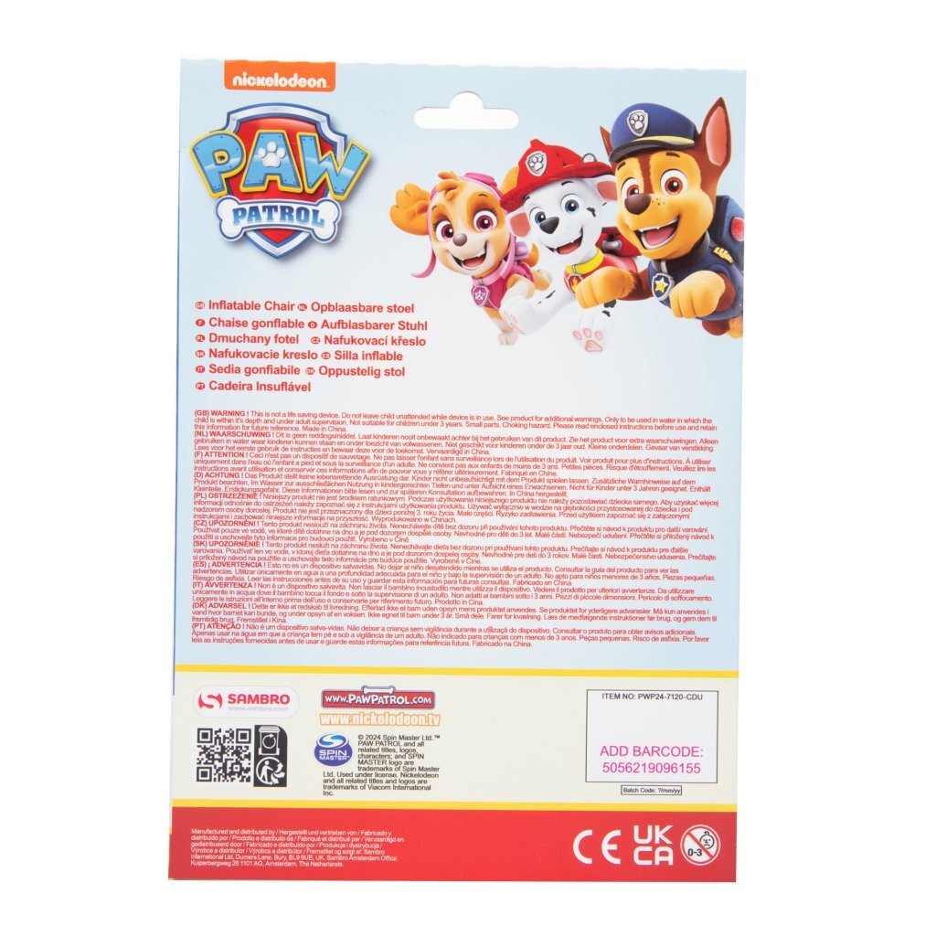 Sambro stoel opblaasbaar paw patrol | 2 stuks