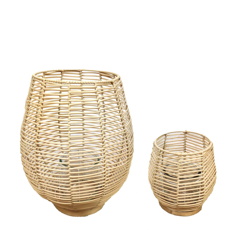 Dijk natural collections lantaarn rattan ø32x39cm set van 2