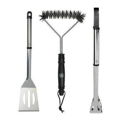 Interbosch flamecraft bbq gereedschapset 3-delig zwart rvs