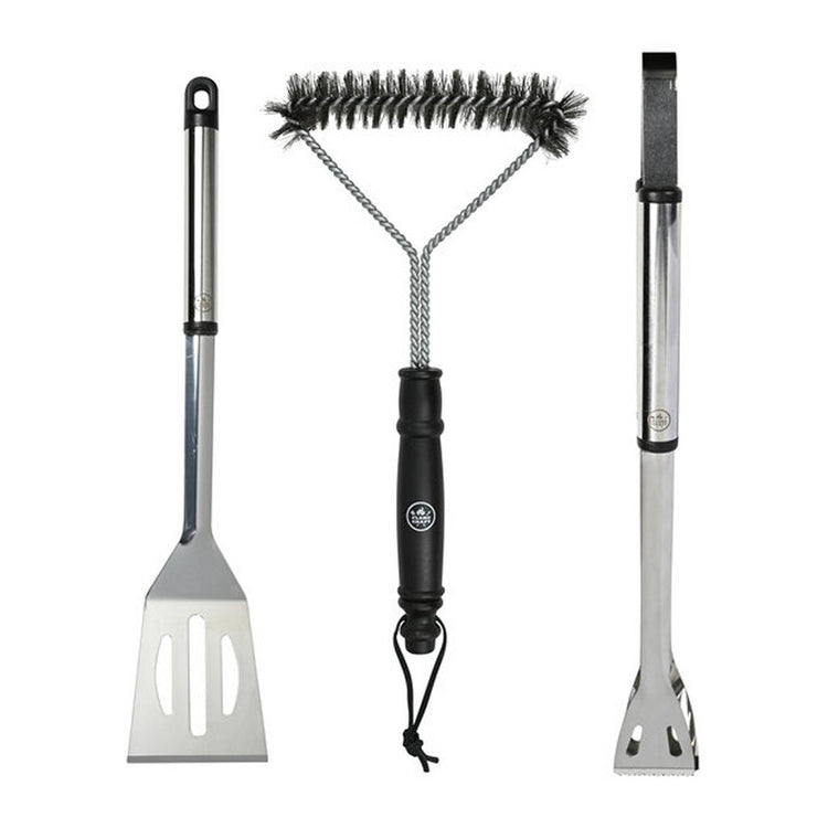 Interbosch flamecraft bbq gereedschapset 3-delig zwart rvs