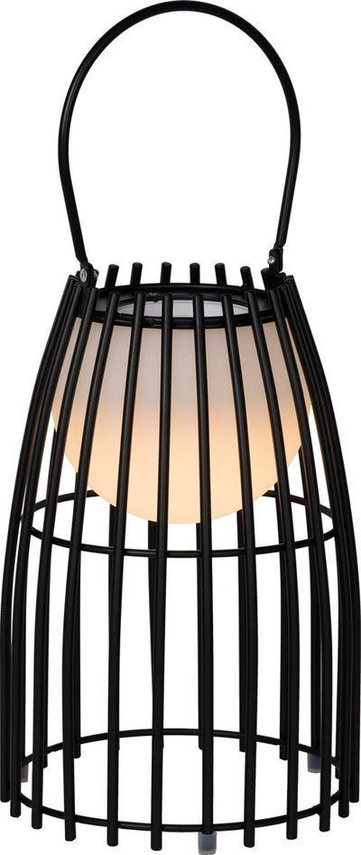 Lucide fjara - oplaadbare tafellamp binnen buiten - accu batterij - ø 17,5 cm - led dim to warm - 1x0,3w 3000k - ip44 - zwart