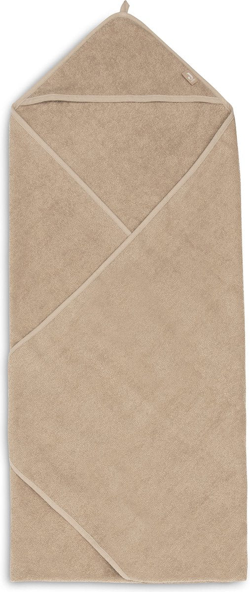 Jollein - badcape badstof 100x100cm - baby handdoek met badcape, omslagdoek, badponcho - biscuit
