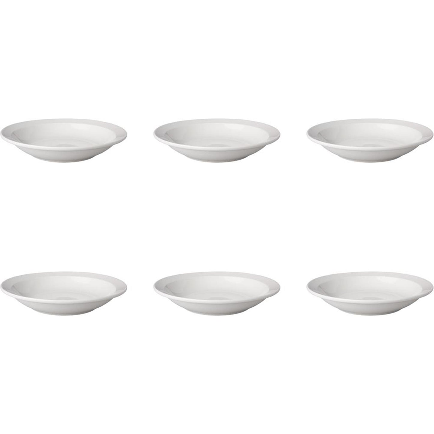 Mammoet bord diep budgetline 21,5 cm smalle rand porselein wit (set van 6 )
