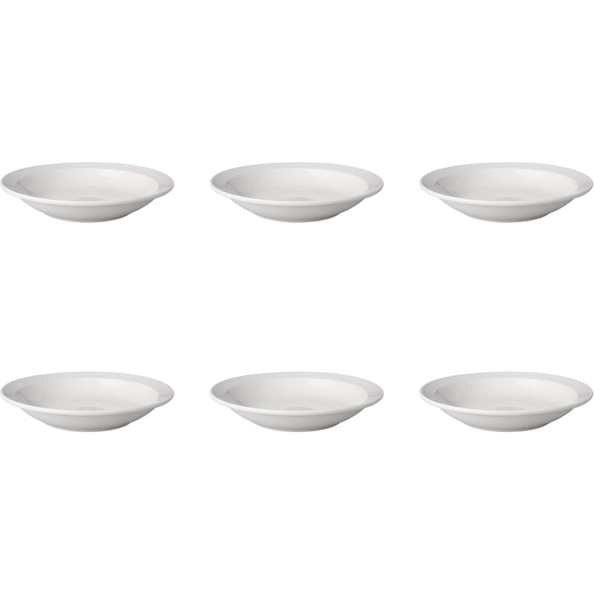 Mammoet bord diep budgetline 21,5 cm smalle rand porselein wit (set van 6 )