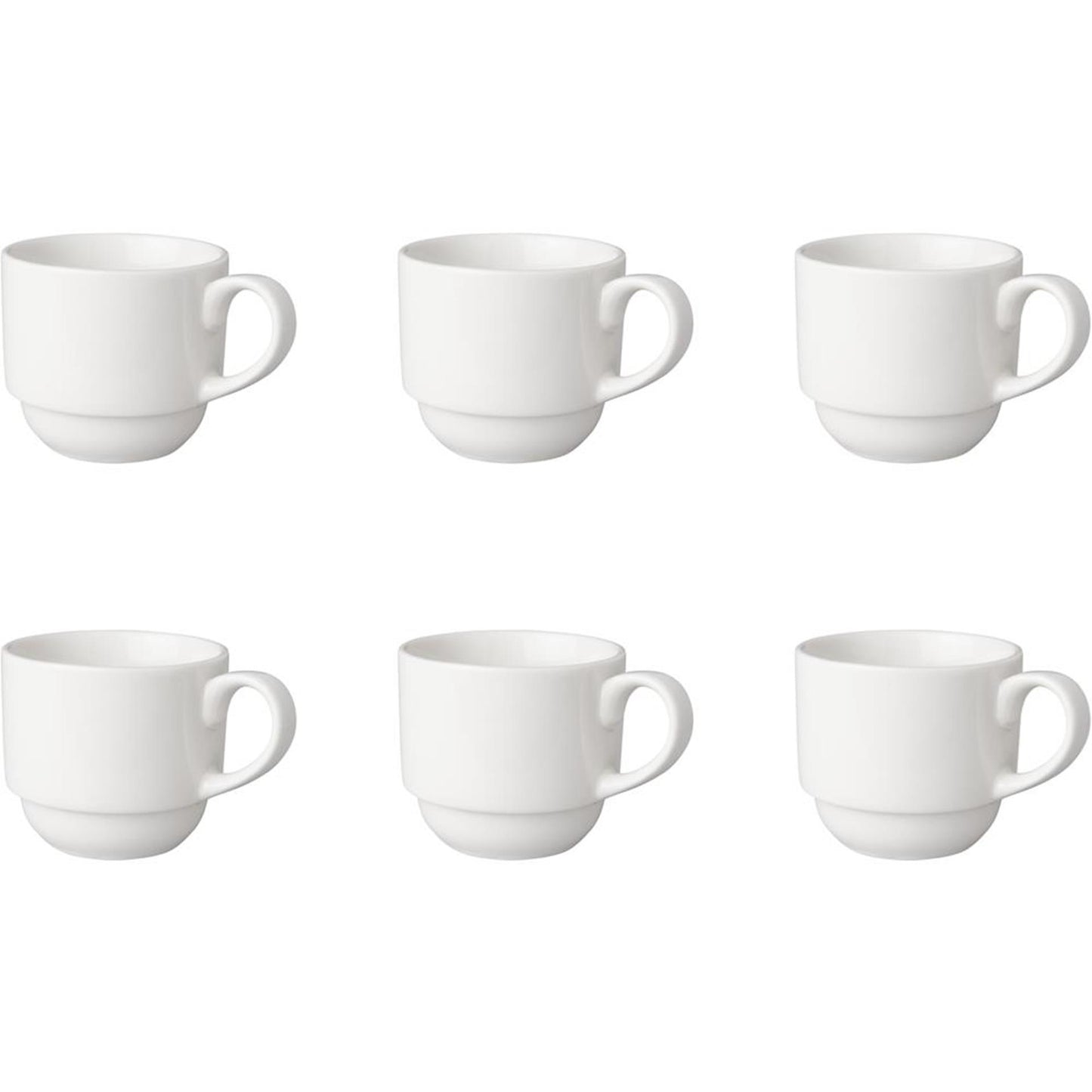 Mammoet koffiekop breed 200ml porselein wit (set van 6) dia7,5x7cm