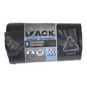 1054872 - afvalzak 60l, zwart ldpe 20 st per rol | 15 stuks - afbeelding 2