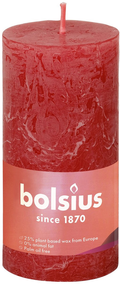 Bolsius stompkaars delicate red ø50 mm - hoogte 10 cm - rood - 30 branduren