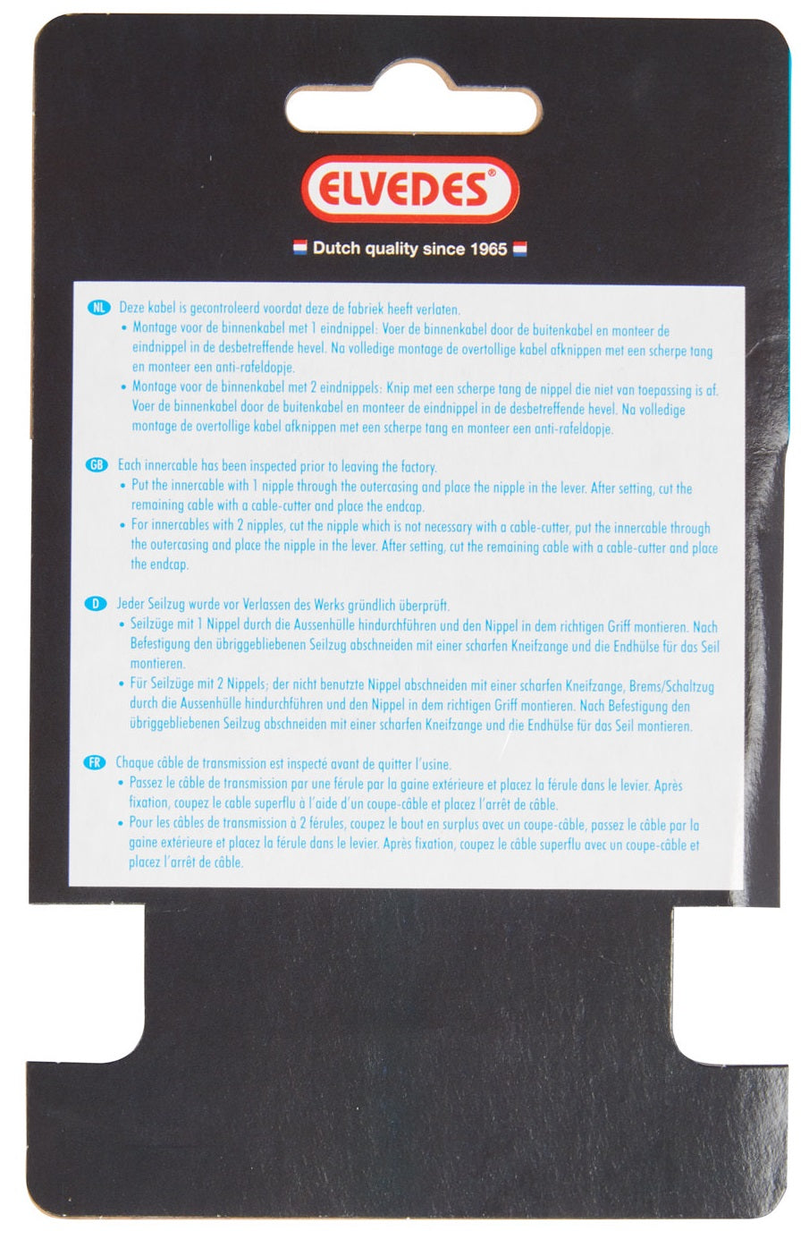 Rem binnenkabel elvedes 2 000 mm 1×19 draads rvs ø1,5mm met t-nippel ø7 × 6mm