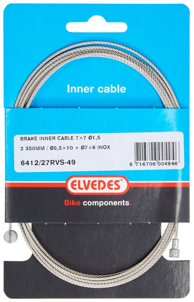 Elvedes Rem binnenkabel 2250mm RVS V-nippel 6412 27RVS-49