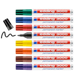 Edding 3000 permanent marker - 10 kleuren - 10 stiften - ronde punt 1,5-3 mm - water en wrijfvast - voor karton, kunststof, hout, metaal, etc. - alcohol markers voor volwassenen - afbeelding 2