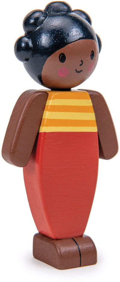Tender leaf popjes familie - mokka moeder - 5x3x10,10cm - hout - 3 jaar