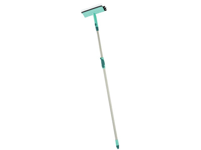 Leifheit raamwisser met borstel en telescoopsteel - 28 cm wisbreedte - 110-190 cm - click system - turquoise - grijs