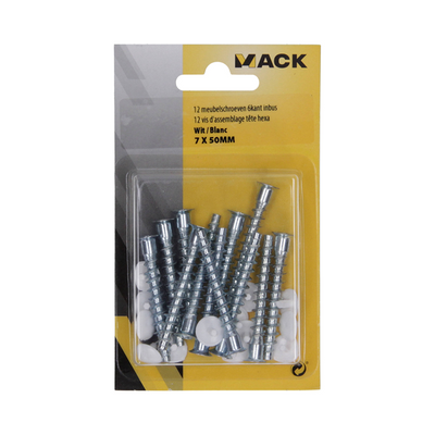 Mack 1075810 - 12 meubelschroeven 6kant inbus7 x 50mm | 10 stuks