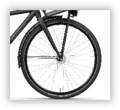 Batavus voorwiel 28 zwarte 36g. velg met naafdynamo (2,4w