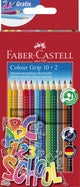 Faber-castell kleurpotloden - met grip - set 10+2 stuks - fc-201585