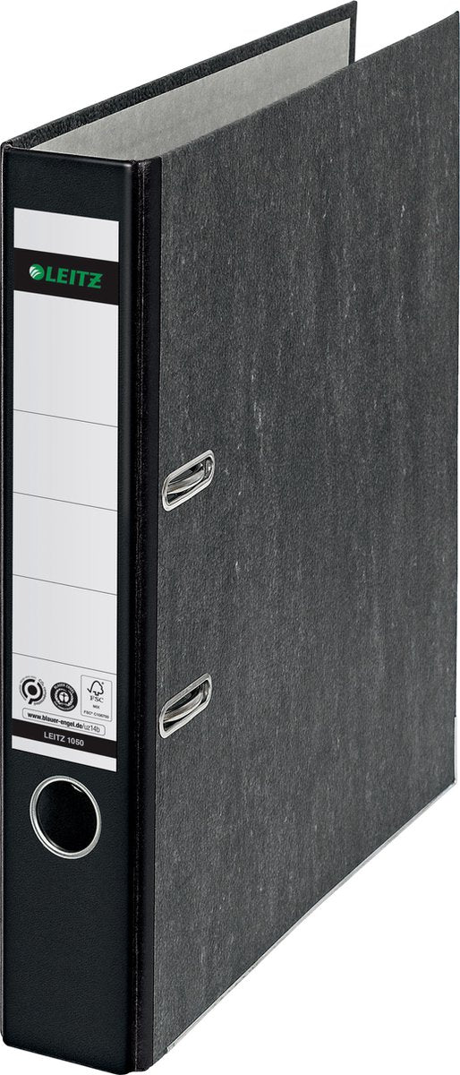 Leitz 180° ordner klassiek gewolkt a4 - rugbreedte van 50mm - 100% gerecycled karton - zwart