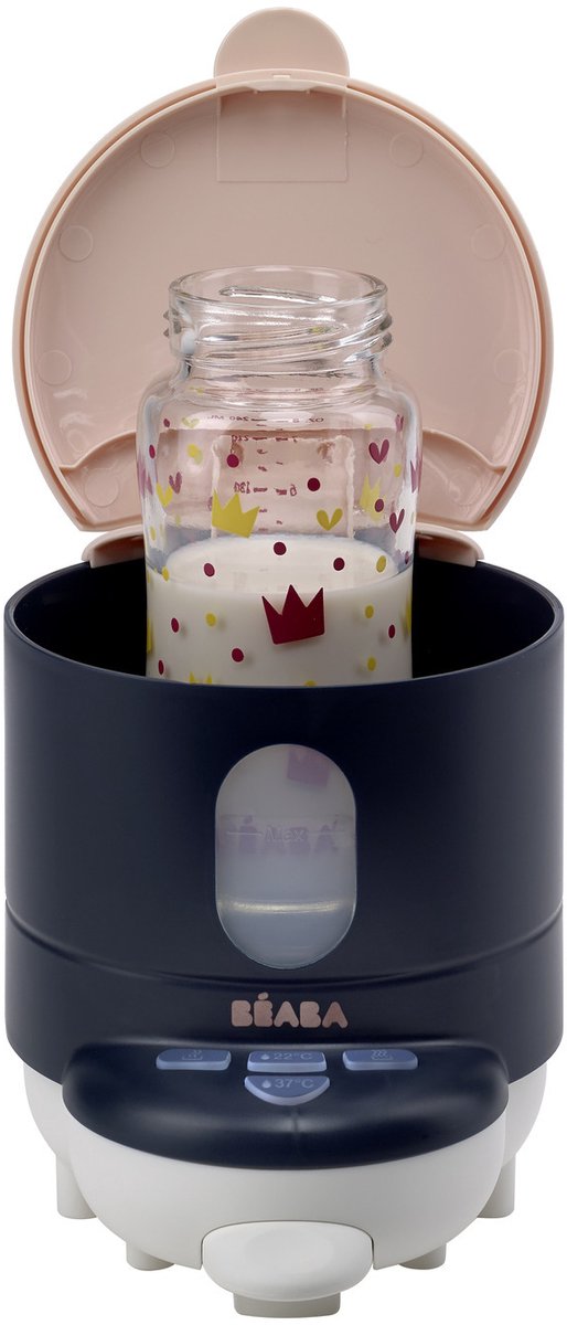 Béaba bib'expresso flessenbereider - warm water in 30 seconden voor een fles met eén hand - twee standen op 22 °c en 37 °c - bain-marie-functie om potjes babyvoeding te verwarmen - afneembaar bovendeel - blauw