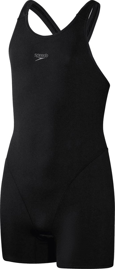 Speedo endurance+ legsuit meisjes sportbadpak - kleurvast badpak meisjes met pijpjes - chloorbestendig zwempak meisjes - sportbadpak meisjes met medalist-rug - zwart - 140