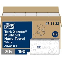 Papieren handdoeken tork h2 xpress advanced 2-laags wit