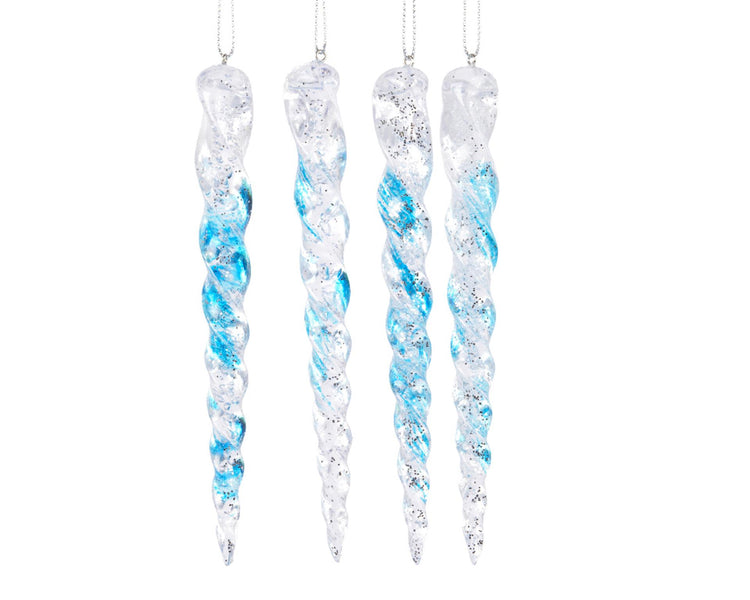 Decoris ijspegel kunststof ijsblauw 15cm set a 4