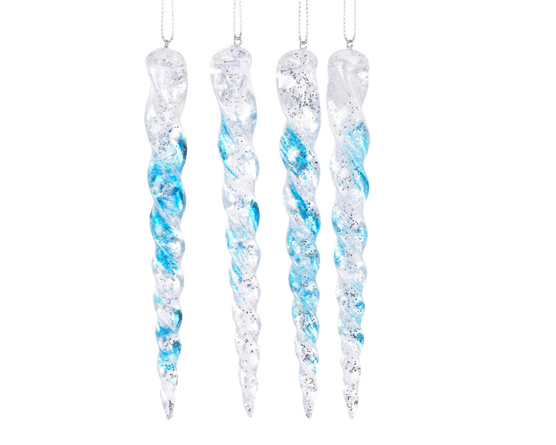 Decoris ijspegel kunststof ijsblauw 15cm set a 4