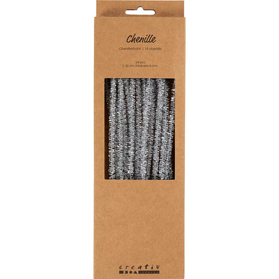 Creativ company chenille zilver 30cm, 24st.