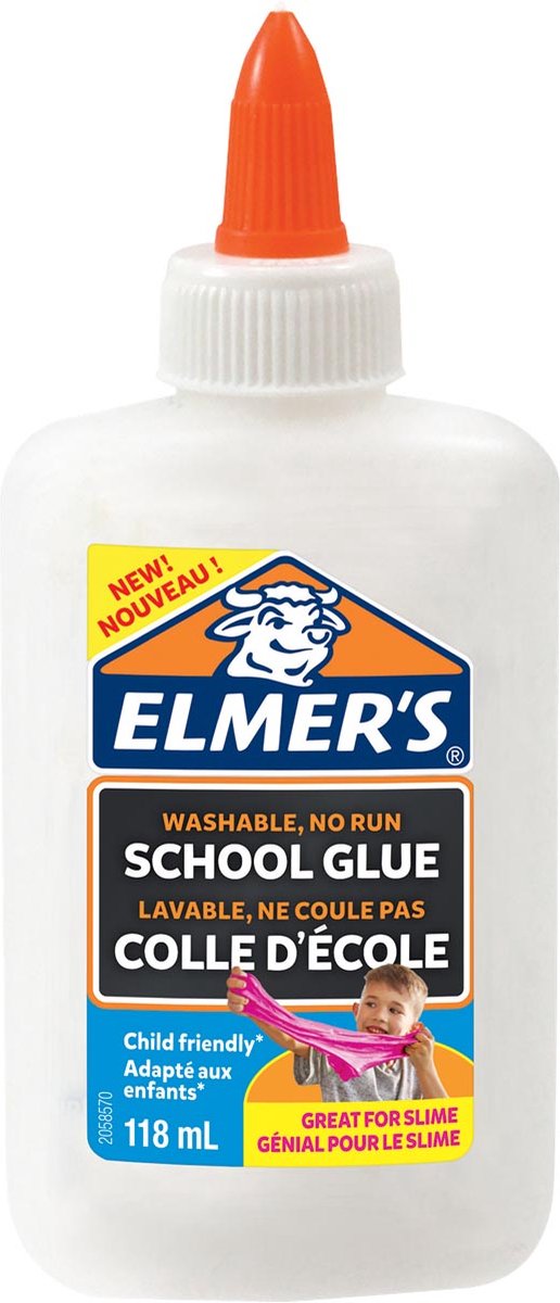 Elmer's witte pva-lijm | 118 ml | uitwasbaar en kindvriendelijk | geweldig voor het maken van slijm en om mee te knutselen