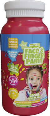 Natural face fingerpaint fles - rood, 250ml - schmink - afbeelding 1