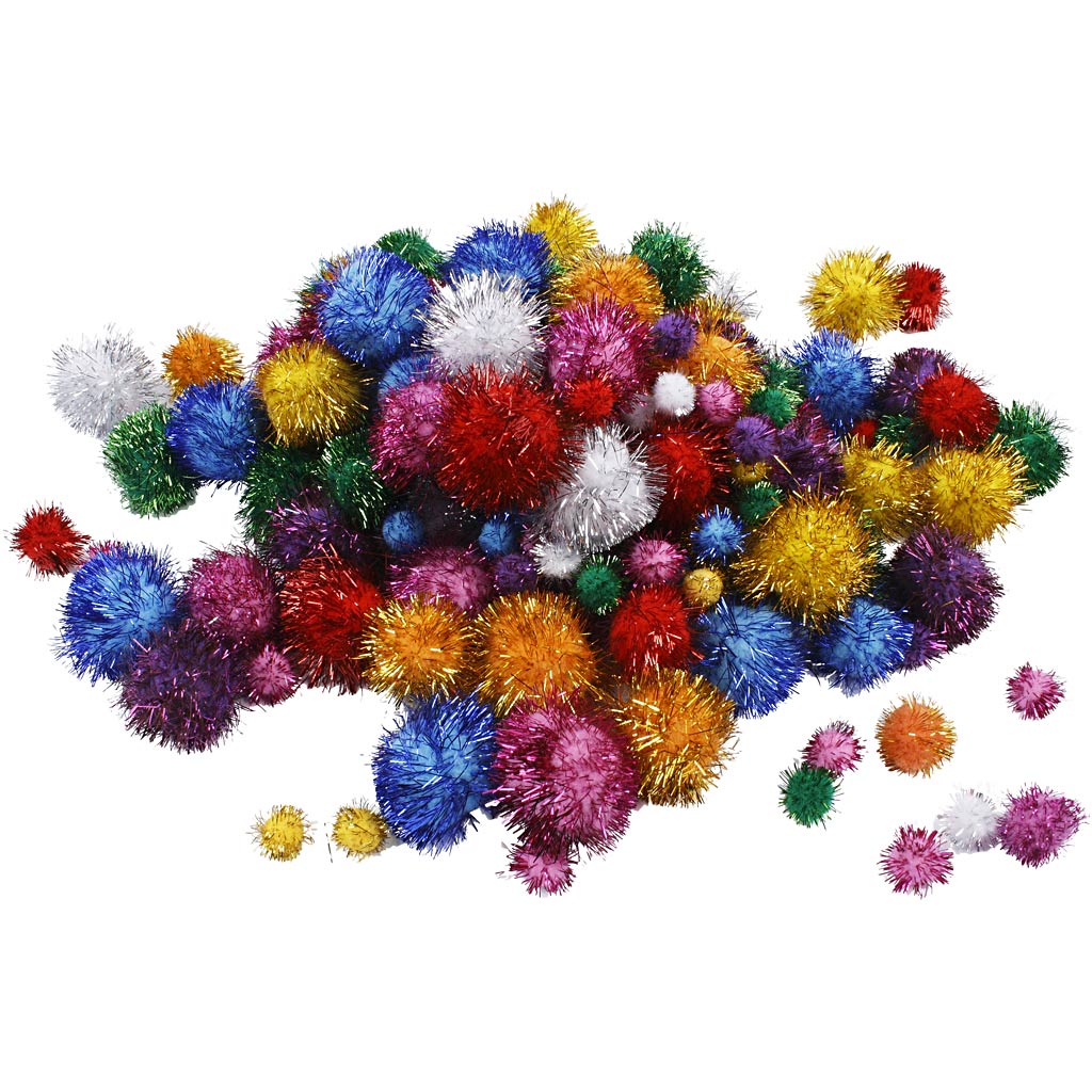 Creativ company http: www.cchobby.nl pompons-d-15-40-mm-glitter-ca-90-stuk-sterke-kleuren-62-gr-1-doos