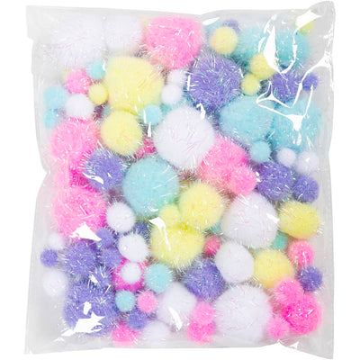 Creativ company https: www.cchobby.nl pompons-d-15-40-mm-glitter-ca-75-stuk-pastelkleuren-62-gr-1-doos