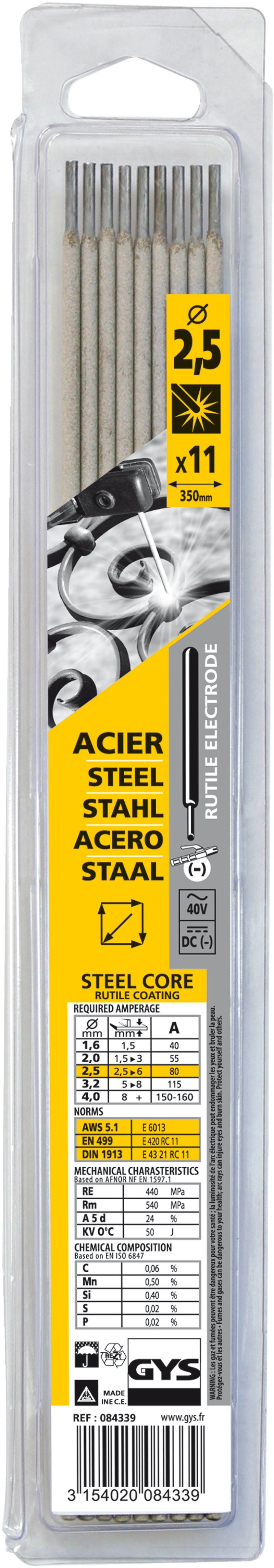 Gys las elektrodes acier staal, o2,5mm (x11) - 5193084339 5193084339