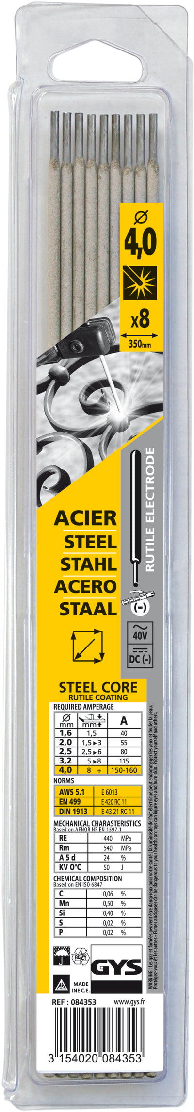 Gys elektrodes staal o4,0mm (x8) - 5193084353 5193084353