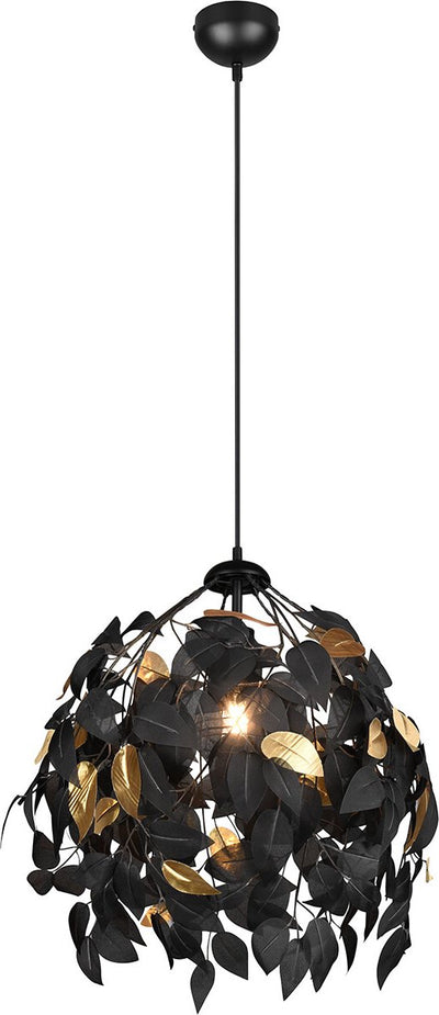 Rl live your light reality leavy - kroonluchter - zwart mat - excl. 1x e27 28 w - plafondbevestiging - patroon bescherming - in hoogte verstelbaar