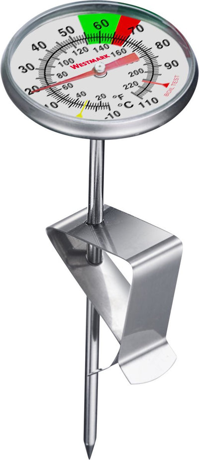 Westmark melkthermometer – praktische keukenthermometer voor het opschuimen van melk, heerlijk melkschuim voor koffie, barista thermometer met clip – roestvrij staal, 12952270