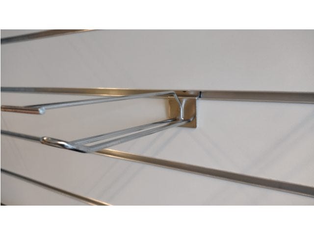 Presentatiehaak promo haak dubbel 20cm chroom t-stang lamel