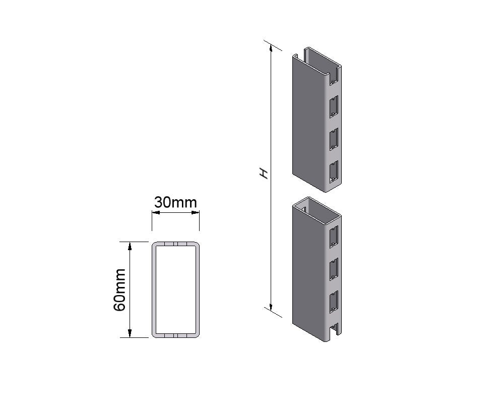Stellingmateriaal staander hoogte 240 diepte 60 diepte 30 zilver
