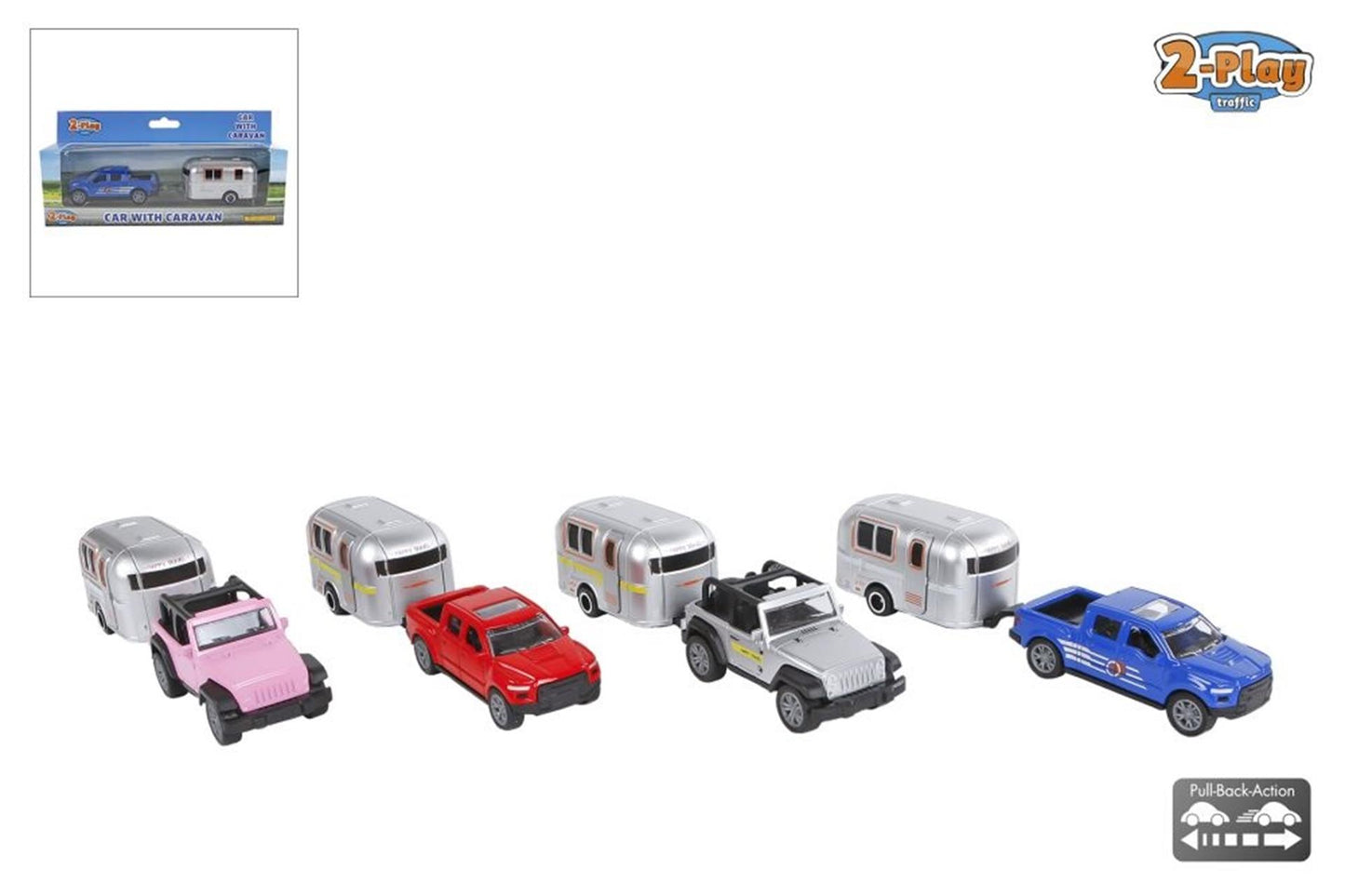 Cilgro 2-play auto met caravan die cast 16,5cm
