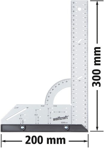 Wolfcraft universele winkelhaak | l 300mm | 1 stuk - 5205000