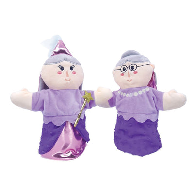 Dubbelgezichte handpop oma fee. 25 cm. 3